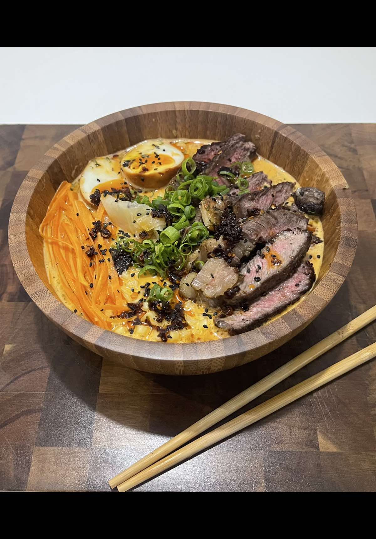 Carbonara Buldak Noodles & Steak E-Recipe